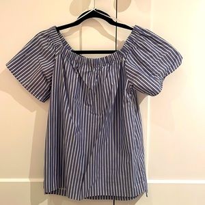 Banana Republic blue and white off the shoulder blouse